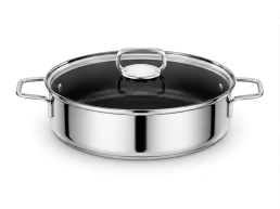 Tavë Rrumbullake me Kapak, Inox, 28 cm Delimano